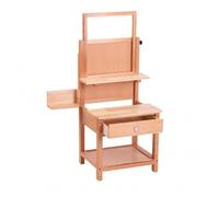 Qectial Adjustable Easel Stool Workstation Drawer Shelf Beech Frame Lift Adjustable from 90 to 126 cm Suitable for Art Classes Teaching demonstrations, Beech Integrated Drawing Stool - Adjustable