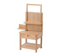 Qectial Adjustable Easel Stool Workstation Drawer Shelf Beech Frame Lift Adjustable from 90 to 126 cm Suitable for Art Classes Teaching demonstrations, Pine Integrated Drawing Stool - Adjustable