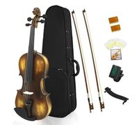Qectial Adult Violin Full Size Acoustic Violin Set Classic Fiddle Instrument With Solid Wood Body Ebony Fingerboard And Electronic Tuner suitable for starter training group classes ensemble play