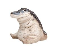 Qectial Ceramic Figurine Crocodile Tea Pet Sculpted Ornament Table Figure Textured Surface Collectible Piece Suitable for Tea Board Personal Desk Shelf