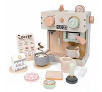 Qectial Children chen Wooden Coffee Station Pretend With Display Panel Turning Knobs Cups And Spoons For Mixing Serving And Sharing suitable for home play preschool centers