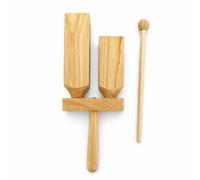 Qectial Children Percussion Block Hand Held Musical Rhythm Block Includes Mallet Solid Wood Material Mounted Sound Cylinder Suitable for Group Class Learning, Without Grooves