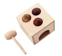 Qectial Children Percussion Game Wooden Hammering Box Toy Ball Drop Cube with Mallet and Three Balls for Physical Play and Skill Building Suitable for Preschool playrooms Activities