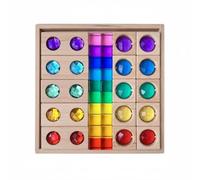 Qectial Children Sensory Block Wooden Shape Sorter Toy Interactive Sorting Grid With Visual Tracking And Pattern Discovery Suitable for preschool classrooms therapy play