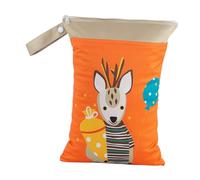 Qectial Cloth Diaper Wet Dry Bag with 2 Zippered Pockets Cartoon 10 Inchx14 inch Napkin Storage Bag for Traveling Gym Wet Swimwear, Orange