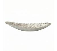 Qectial Curved Boat Shaped Decorative Tray in Hammered Aluminum with Raised Ends Fruit Bowl with Stable Base for Counter Display, 59x17.5x12cm, Style to 1