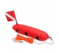 Qectial Diving Surface Float Freediving Buoy Marker Inflatable Buoy Dive Flag Float With Tall Flag Mount And Easy Handling 600D Nylon PVC For coastal swims boat notice travel, Red And White Flag