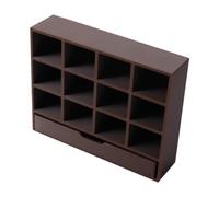 Qectial Doll Miniature Box with 12 Compartments, Storage Box, Display Case, Organizer, Doll Furniture Made of PP, Suitable for Dollhouse, Living Room, Study, dark brown