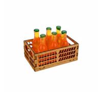 Qectial Dollhouse Miniature Beverage Set Toy Accessory Decor Piece With Six Resin Bottle Replicas In A Wood Carrier For Stable Placement Suitable for model scenes picnic layouts shelf decor, Orange