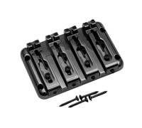 Qectial Electric Bass Bridge, 4-String, Replacement, Adjustable Nut, String Guide Through, Zinc Alloy, Detachable Construction, Suitable for Live Bass, Black