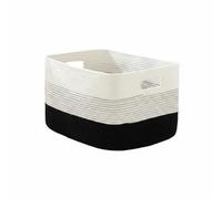 Qectial Foldable Storage Basket Rope Basket Laundry Hamper Storage Bin Organizer with Soft Cotton Rope and Design Suitable for bedrooms Closets Living Rooms, Classic Black and White Patchwork