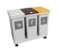 Qectial Kitchen Waste Bin with Wet/dry Separator, Wheeled Bin, Push-to-close Lid, Divided Waste Container, PP Material, Style C