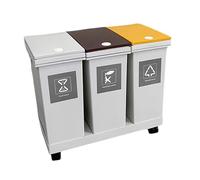 Qectial Kitchen Waste Bin with Wet/dry Separator, Wheeled Bin, Push-to-close Lid, Divided Waste Container, PP Material, Style B