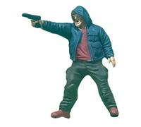 Qectial Miniature Ornament at 1/64 Scale, Resin Dioramas, Mini Robbers, Tiny Figures for Model Trains, Micro Landscapes, Wearing a hat