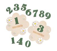 Qectial Monthly Milestone Cards, Wooden Circles, Discs, Newborn, for Showers, 0, Growth Indicator, Green