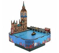 Qectial Music Box 3D Wooden Puzzle Model Kit Building Set Architectural Craft With Wind For Focus Training bookshelf decor suitable for kids teens hobbyists, Big Ben