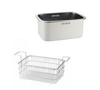 Qectial Stainless Steel Strainer Wash Basin Colander with Built in Drain Slots Modern Rectangular Form Suitable for Kitchen Food prep Meal prep Stations Outdoor barbecues, Array, INS White