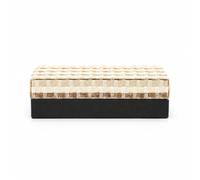 Qectial Storage Container Jewelry Organizer Box with Lid Rigid Rectangular Storage Bin Textile Covered Body for Dust Protection Suitable for Dressing Tables, Small 25.5 12.5 7.5cm