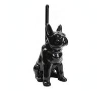 Qectial Storage Holder Ceramic Toilet Brush Holder Dog Shaped Organizer with Matching Brush Handle and Sturdy Base for Playful Decor Suitable for Vanity, Black