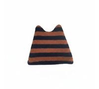 Qectial Striped Doll Hat Knitted Headwear Cat Ear Beanie Doll Cap Accessory With Elastic Band Cloth Material Lightweight Comfort Stays Put suitable for 1/12, Navy Coffee Stripe