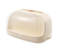 Qectial Tissue Holder Display Organizer Box Case With Compartment And Top Entry Dispenser Compact Desktop Storage suitable for dorm desks library tables craft theaters, Cream, Modern Minimalist