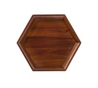 Qectial Wooden Serving Tray Acacia Wood Tableware Geometric Tray Decorative Platter Shallow Rim Suitable for Dining Table Room, Extra Large, Hexagonal Tray