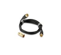 QED Connect Co-ax (M-M) Aerial Cable with Female to Female Co-ax Adapter (1.5m)