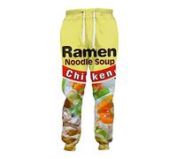 QEDCVS Chicken Flavor Ramen Noodle 3D Printing Pants, Men Women Streetwear Hip Hop Trousers Plus Size