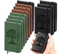 Qeeenar 10 Pack Hardcover Leather Pocket Notebooks with Tree of Life Pattern, 4 x 2.5 Inch Mini Lined Journals, 50 Sheets Small Notebook Bulk, Mixed Color Tiny Notepads for Writing School Office