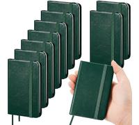 Qeeenar 10 Pcs Deep Green Hardcover Leather Pocket Notebook 4 x 2.5 Inch Small Notebook 50 Sheets Hardcover Mini Notepad Tiny Lined Journal for Office Home School Writing