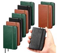 Qeeenar 10 Pcs Hardcover Leather Pocket Notebook 4 x 2.5 Inch Small Notebook 50 Sheets Hardcover Mini Notepad Tiny Lined Journal for Office Home School Writing Supplies (Black,Brown,Green)