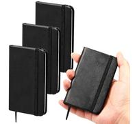 Qeeenar 4 Pcs Mini Leather Pocket Notebook 4 x 2.5 Inch Small Hardcover Notebook 50 Sheets Hardcover Mini Notepad Tiny Lined Journal for Office Home School Writing Supplies(Blank Style)