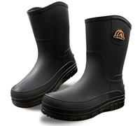 QeeFop Men's Rain Boots Men's Steel Toe Sturdy Rubber Work Boots, Men Ankle Wellies Short Chelsea Booties for Farming Gardening Fishing Walk a Dog