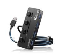 Qeefun USB 3.2 Hub with 4 USB A Ports, USB 3.2 Gen 2 Splitter,4ft Extented Long Data Cable and Type-C Power Port, for MacBook Pro, HP, Mini PC, MacBook Air, Dell XPS, Lenovo Thinkpad,