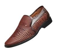 QEEFXLQI Leather Shoes for Men Summer Leather Shoes for Men Height-Enhancing Breathable Business Leather Shoes Slip-on Casual Shoes, Brown, 13 US