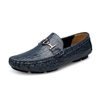 QEEFXLQI Leather Shoes Men Loafers Slip On Loafers Large Size Hollow Hollow Men's Shoes, Blue, 13 US