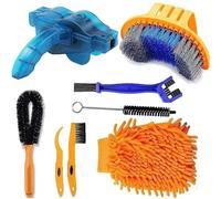 QeeHeng Bike Cleaning kit Precision Bicycle Cleaning Brush Tool Set Including Bike Chain Cleaner Brush, suitable for Mountain, Road, City, Hybrid,Dirt,BMX Bike and Folding Bike,8 Pieces