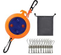 QeeHeng Camping Retractable Clothesline,Portable Clothesline,Outdoor Clothesline,Travel Clothesline,32.8ft With Windproof Clothespins,10 Clothespins