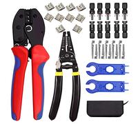 QeeHeng Crimping Tool Kit-Solar Cable Connector,1 Crimper,1 Wire Stripper,5 Pairs Male/Female Solar Panel Connectors, 2 Straight Wrenches,35PCS Solar Panel Wiring Kits