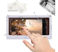QeeHeng Shower Phone Holder for Bathroom & Kitchen - Waterproof Touch Screen Wall Mounted Case with Sealing Storage Box for iPhone/Samsung Protection (White)