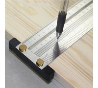 QeeHeng Ultra Precision Marking T Ruler Thickened T Square, High Quality Carpenter Gauge Scribing Line Imperial Ruler for Measuring Tool with Mechanical Pencil Set (8 Inch)