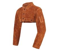 QeeLink Leather Welding Cape Sleeve - Heat Flame Resistant Welder Jacket | Neck Protection, Arm Protection, Adjustable Collar