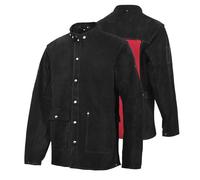 QeeLink Leather Welding Jacket, Heat & Flame Resistant Black Welder Jacket