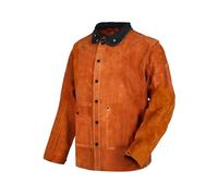 QeeLink Welding Jacket Heat & Flame Resistant, Leather Work Welder Jacket