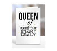 Qeen of Burning Toast but Calling it, Funny, Joke, Birthday Card Gifts for grandma, mum, mummy, nan, wife, girlfriend, fiancée, women, presents for Christmas, A5-239_18