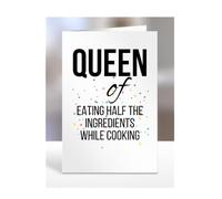 Qeen of Eating Half the Ingredients, Funny, Joke, Birthday Card Gifts for grandma, mum, mummy, nan, wife, girlfriend, fiancée, women, presents for Christmas, A5-239_37