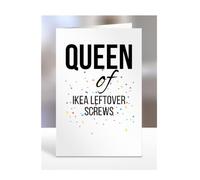 Qeen of IKEA Leftover Screws, Funny, Joke, Birthday Card Gifts for grandma, mum, mummy, nan, wife, girlfriend, fiancée, women, presents for Christmas, A5-239_55