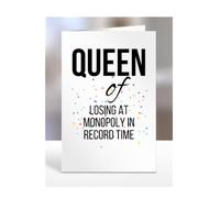 Qeen of Losing at Monopoly, Funny, Joke, Birthday Card Gifts for grandma, mum, mummy, nan, wife, girlfriend, fiancée, women, presents for Christmas, A5-239_61