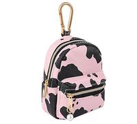 QeenRTUU Printed Cow Pattern Coin Purse Pouch Real Littles Backpack Mini Backpack Style Key Chain Coin Purse for Women Small Wallets Purse Keychain Coin Pouch Bags, Pink, mini backpack style purse bag