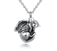 QeenseKc Angel Cat Dog Turtle Cremation Urn Necklace for Ashes Pet Stainless Steel Memorial Urn Keepsake Pendant Ash Holder, Metal, base